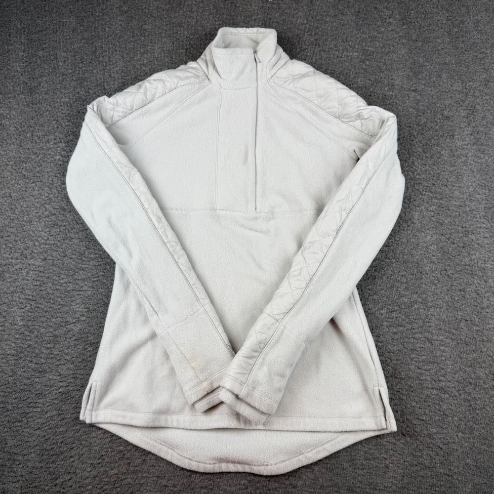Athleta Fleece Pullover Women's XXS Ivory Quilted Quarter Zip Mock Neck Jacket